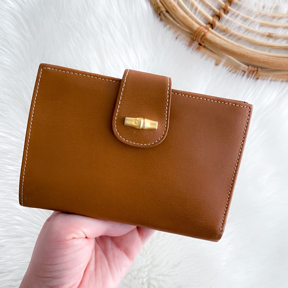 Longchamp Le Foulonne Wallet Brown Leather Gold Hardware
